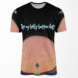 Funny Dad Fake Fat Beer Belly Button Ring Body Piercing All-over-print T-shirt