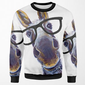 Funny Donkey Art Smart Donkey With Glasses All-over-print Unisex Sweatshirt