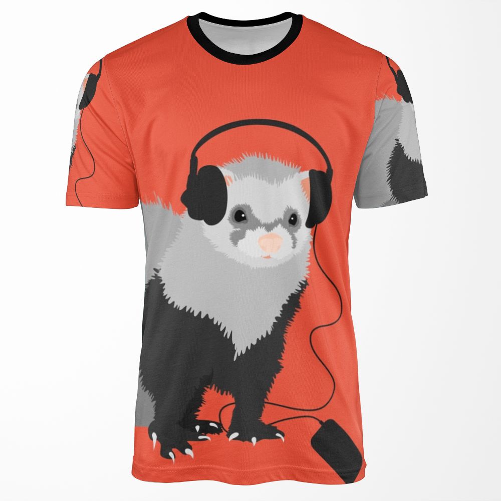 Funny Musical Ferret All-over-print T-shirt