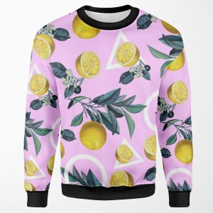 Geometric And Lemon Pattern All-over-print Unisex Sweatshirt