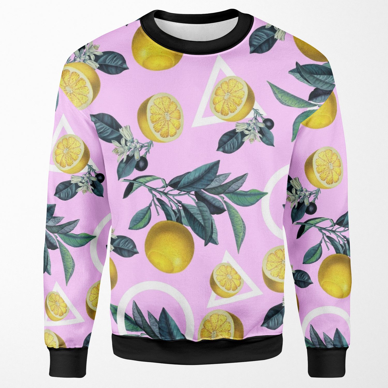 Geometric And Lemon Pattern All-over-print Unisex Sweatshirt