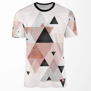 Geometric Compilation In Rose Gold And Blush Pink All-over-print T-shirt