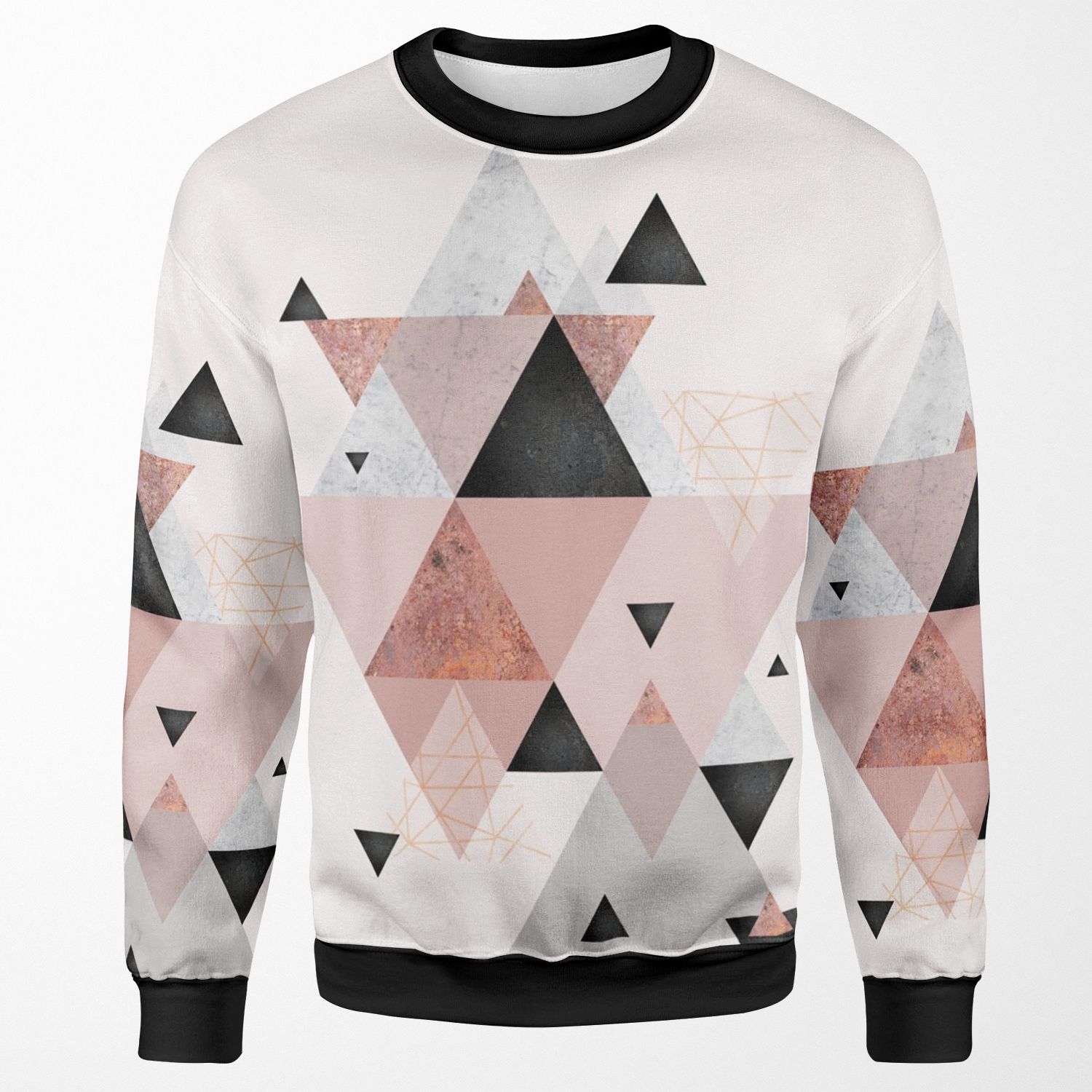 Geometric Compilation In Rose Gold And Blush Pink All-over-print Unisex Sweatshirt
