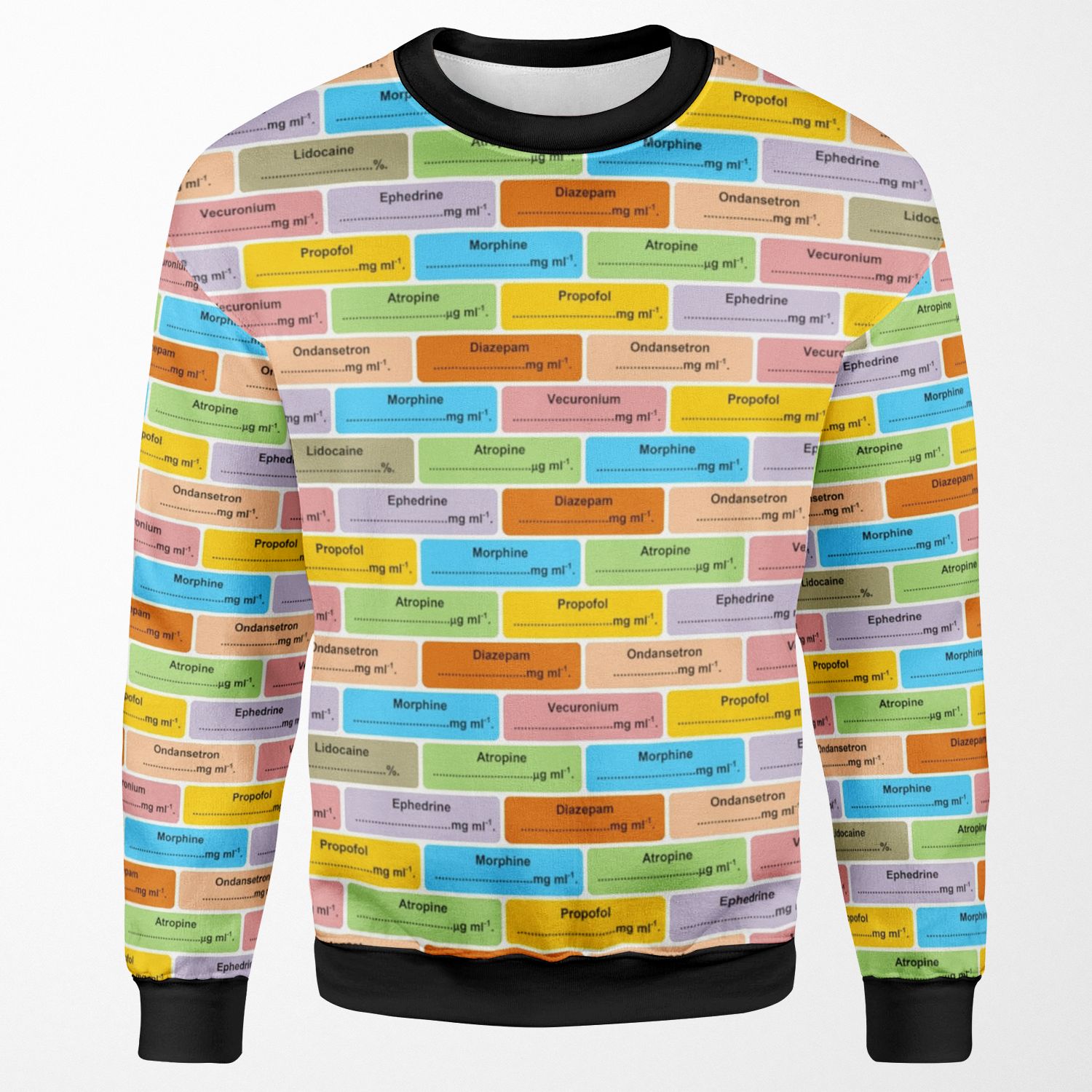 Gift For Anaesthetist Anesthetist Anesthesiologist Drug Label Pattern All-over-print Unisex Sweatshirt