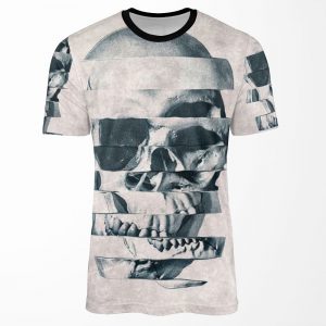 Glitch Skull Mono All-over-print T-shirt