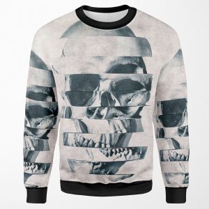 Glitch Skull Mono All-over-print Unisex Sweatshirt