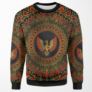 Gold And Red Decorated Phoenix Bird Symbol All-over-print Unisex Sweatshirt