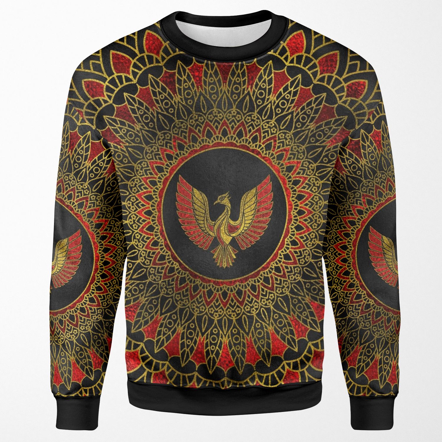Gold And Red Decorated Phoenix Bird Symbol All-over-print Unisex Sweatshirt