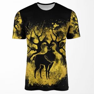 Golden Deer Splatter All-over-print T-shirt