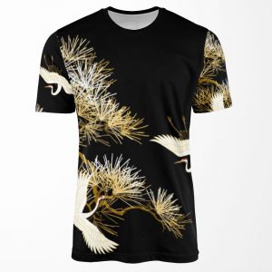 Golden Japanese Cranes All-over-print T-shirt