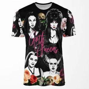 Goth Queens Elvira Vampira Lily Morticia Frankenstein All-over-print T-shirt
