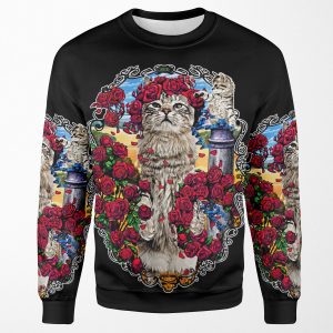 Grateful Cats And Roses All-over-print Unisex Sweatshirt