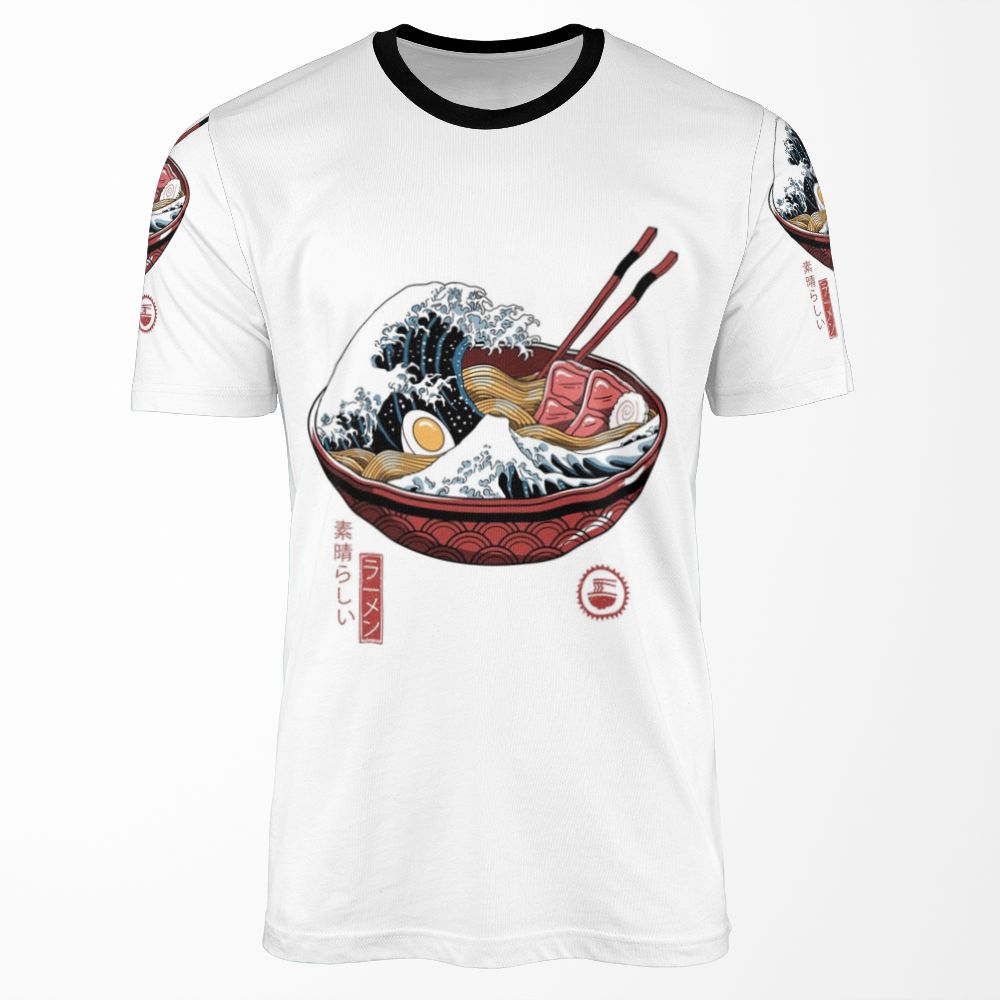 Great Ramen Wave White All-over-print T-shirt