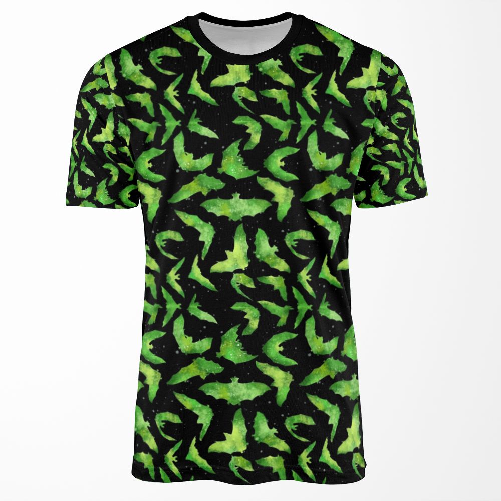 Green Halloween Bats All-over-print T-shirt