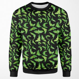 Green Halloween Bats All-over-print Unisex Sweatshirt