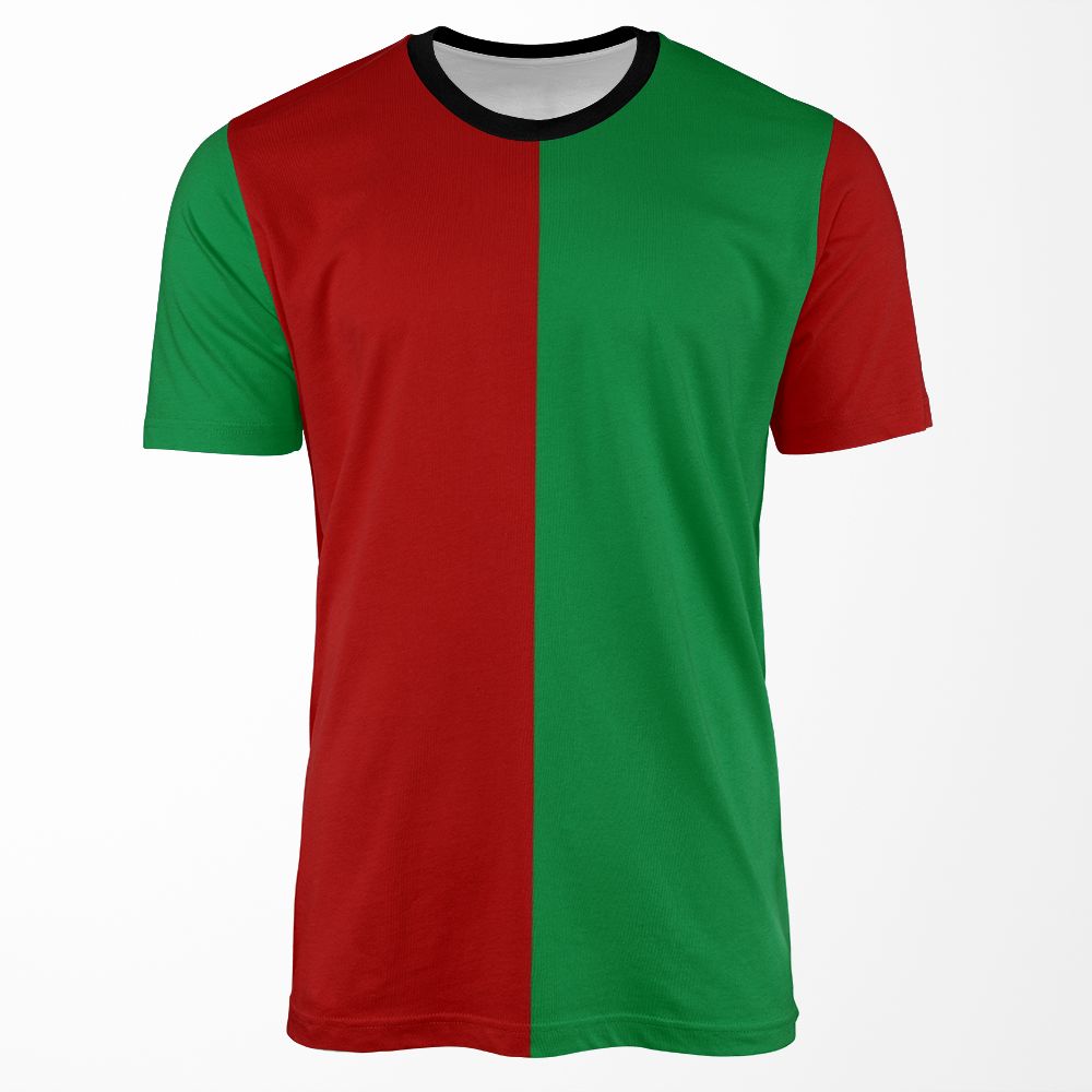 Half Red And Half Green All-over-print T-shirt