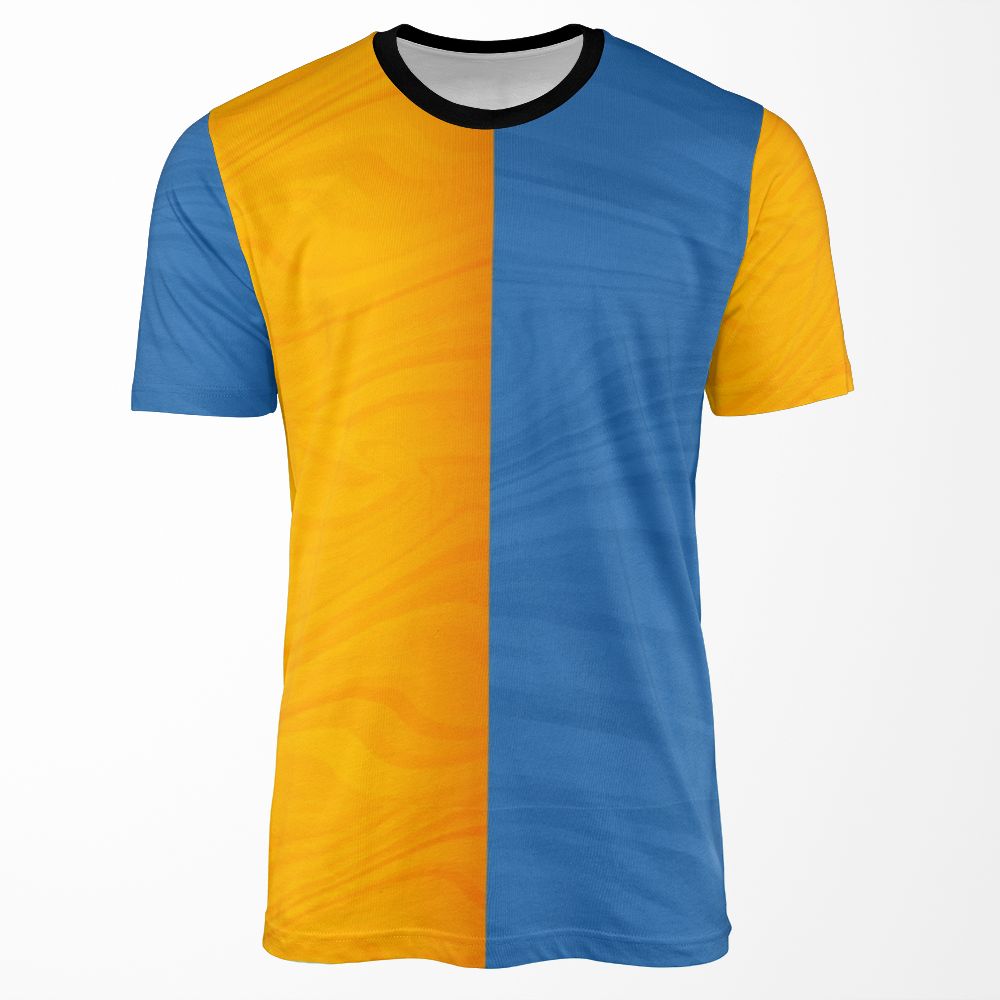 Half Yellow Waves Half Blue All-over-print T-shirt