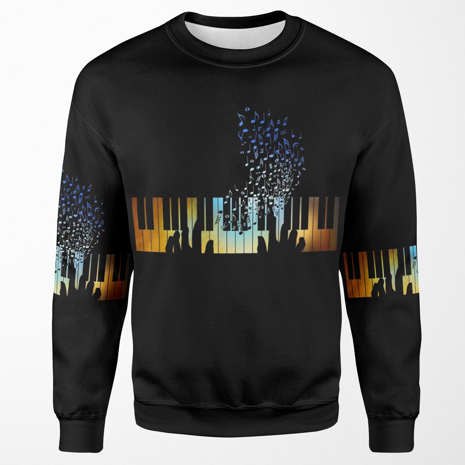 Hands Playing On Piano Keyboard Gift For Music Teacher Shirt All-over-print Unisex Sweatshirt