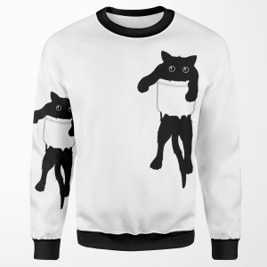 Hang Loose Black Cat Pocket Art All-over-print Unisex Sweatshirt
