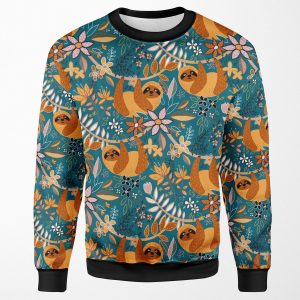 Happy Boho Sloth Floral All-over-print Unisex Sweatshirt