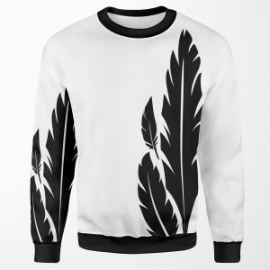Hawkmoon Black White Feathers All-over-print Unisex Sweatshirt