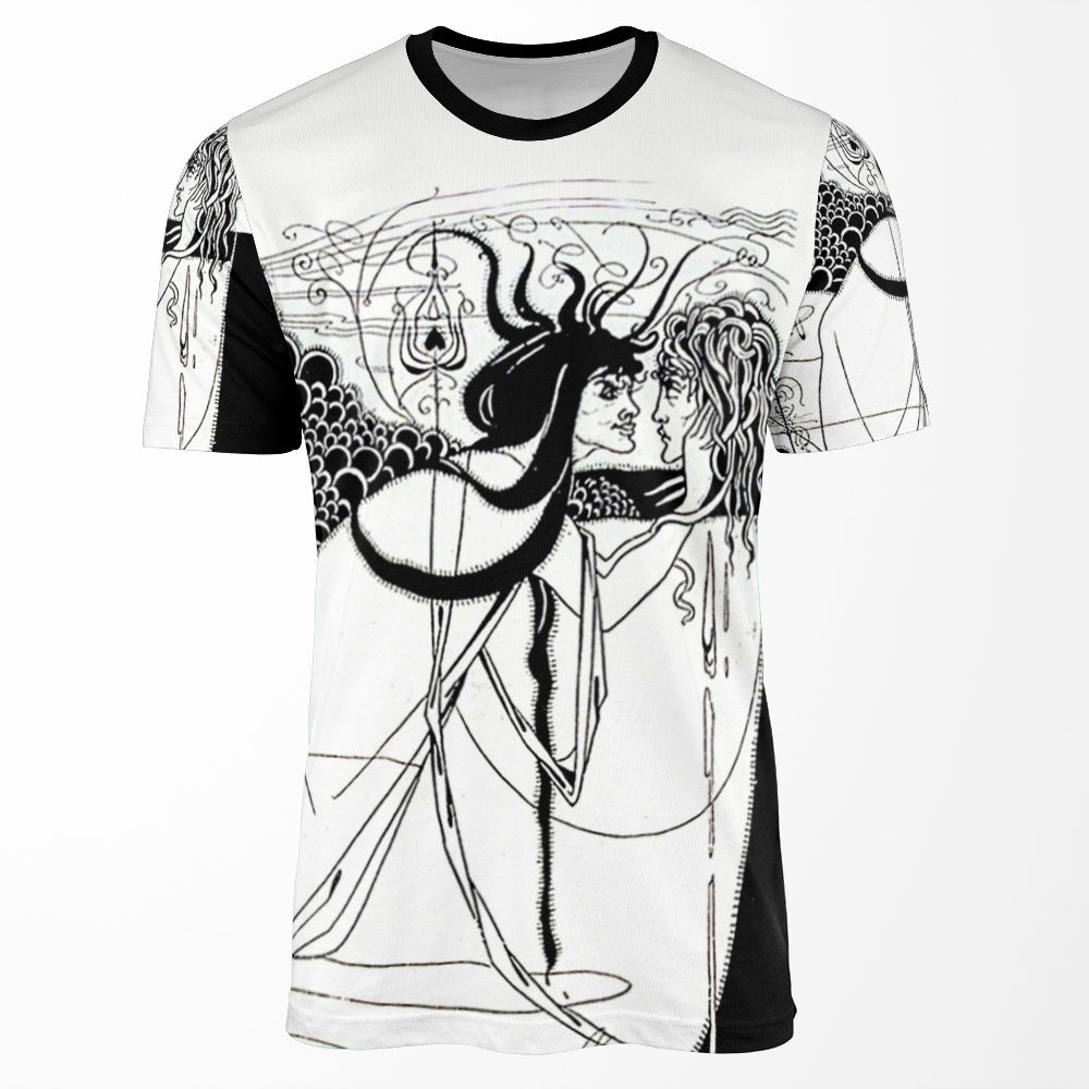 Hd I Kissed Your Mouth%3B From And Amp%3Bquot%3Bsalome And Amp%3Bquot%3B By Aubrey Beardsley 1893 All-over-print T-shirt