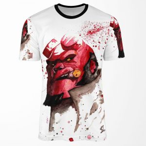 Hellboy Watercolor Design Comic Fanart All-over-print T-shirt