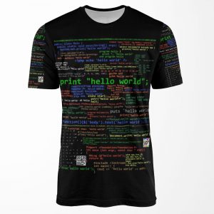 Hello World Many Programming Languages Dark All-over-print T-shirt