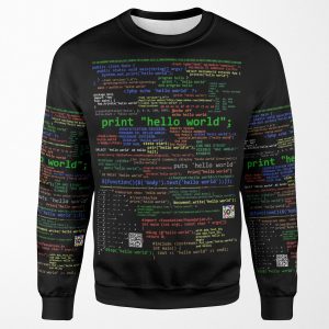 Hello World Many Programming Languages Dark All-over-print Unisex Sweatshirt