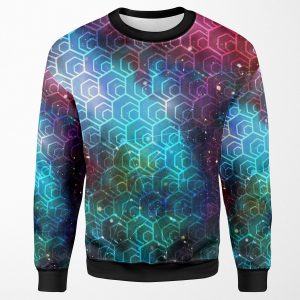Hex Cryptocurrency Logo Pattern White Transparent On Galaxy Background All-over-print Unisex Sweatshirt