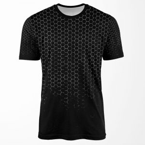 Hexagon Pattern Distressed Gradient All-over-print T-shirt