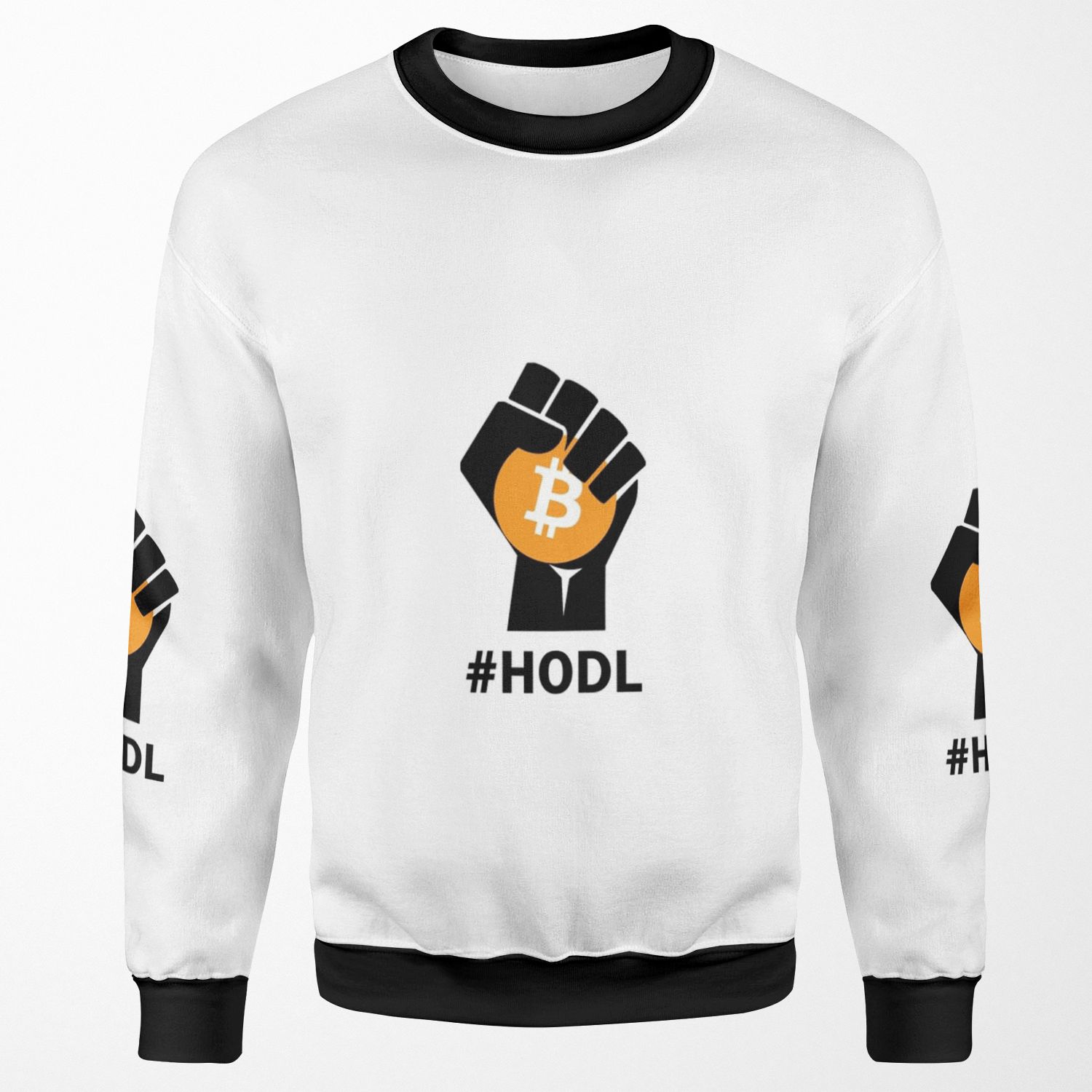 Hodl Bitcoin Btc Black Fist Holding Bitcoin All-over-print Unisex Sweatshirt