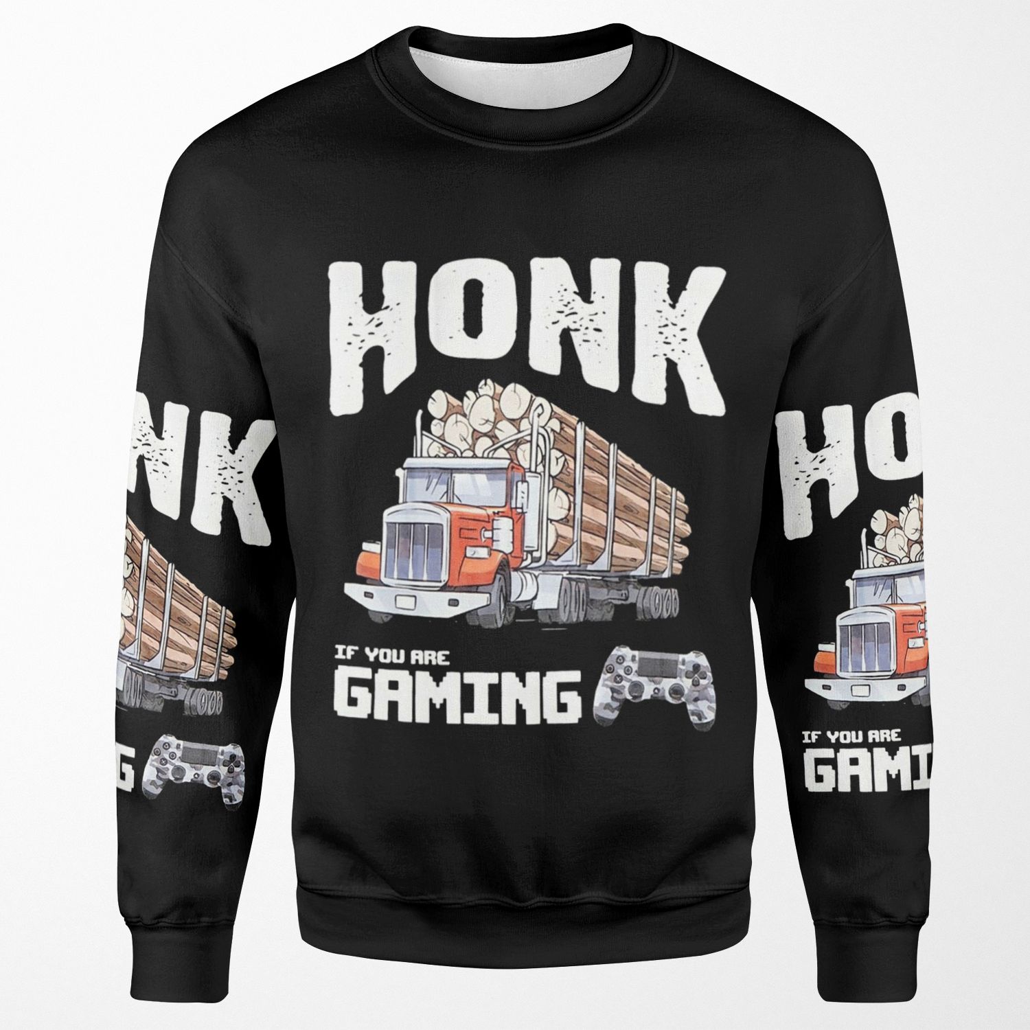 Honk If You Are Gaming Trucker Gamer Coolshirtz Cold Ones T Shirt Reproduction All-over-print Unisex Sweatshirt