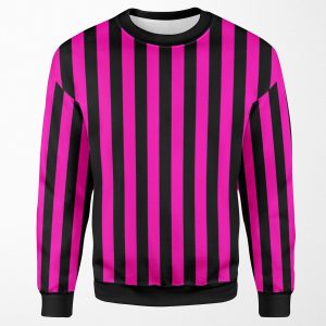 Hot Pink And Black Stripes All-over-print Unisex Sweatshirt