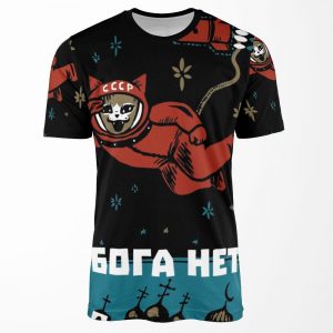 I Do Not See Any God Up Here Gagarin Cat All-over-print T-shirt