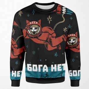 I Do Not See Any God Up Here Gagarin Cat All-over-print Unisex Sweatshirt