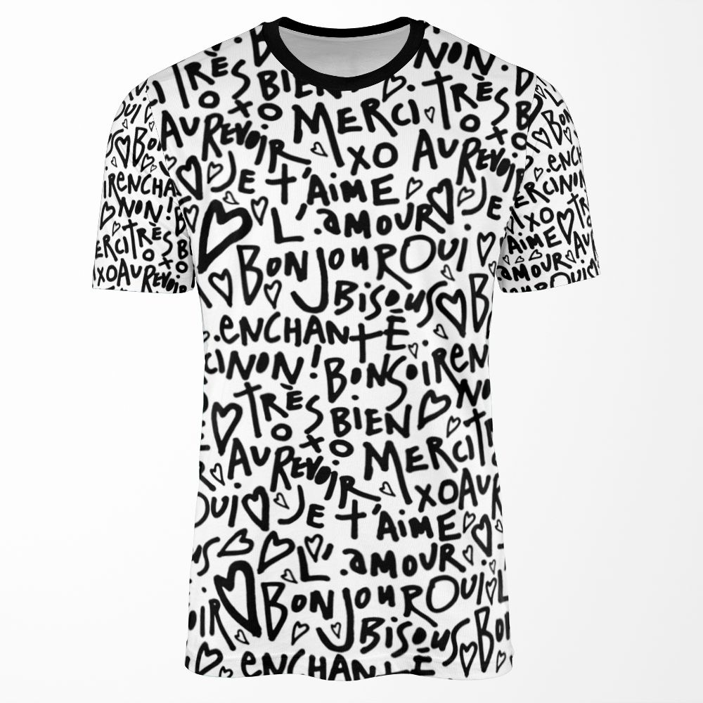 I Heart French All-over-print T-shirt