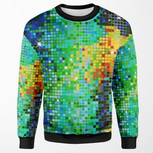 Image Of A Metallic Green Tones Sequins Look Disco Ball Pattern All-over-print Unisex Sweatshirt