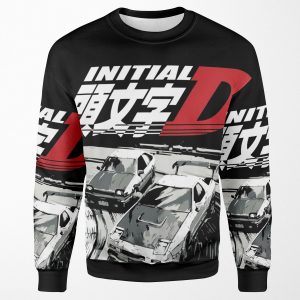 Initial D Drift Racing Tandems Toyota Corolla Ae86 Sprinter Trueno Vs Fc Rx 7 All-over-print Unisex Sweatshirt