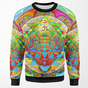 Inner Strength Psychedelic Tiger Sri Yantra Trippy Mandala All-over-print Unisex Sweatshirt