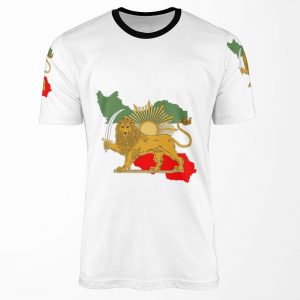 Iran Persia Map And Flag Lion And Sun Iconic Sign For The Persian All-over-print T-shirt