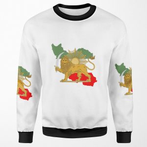 Iran Persia Map And Flag Lion And Sun Iconic Sign For The Persian All-over-print Unisex Sweatshirt