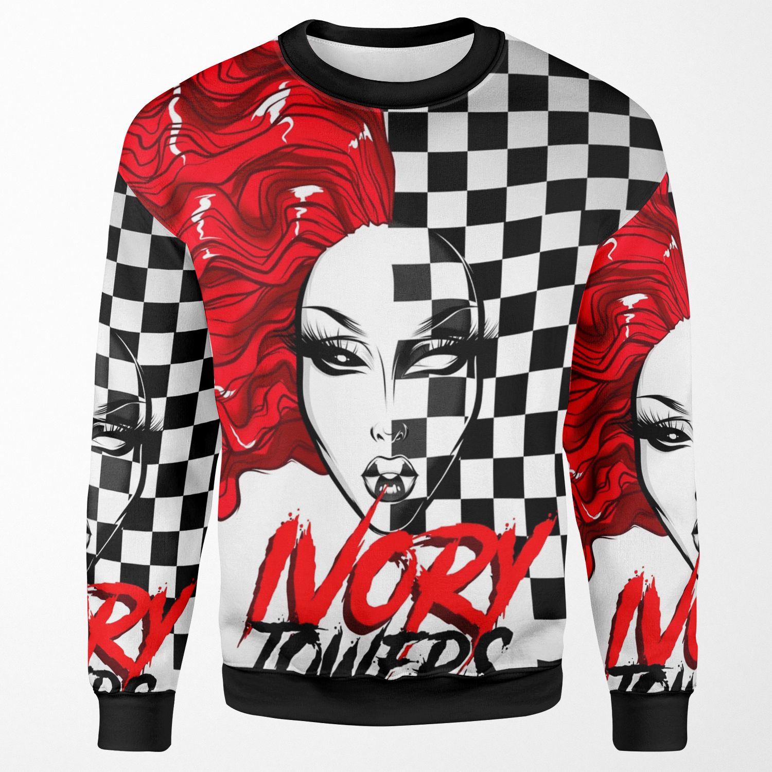 Ivory Towers Checkerboard Queen All-over-print Unisex Sweatshirt