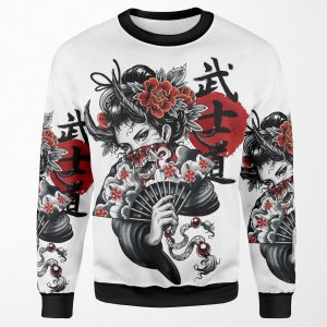 Japanese Geisha Girl Vaporwave Cyberpunk Popart Urban Style All-over-print Unisex Sweatshirt