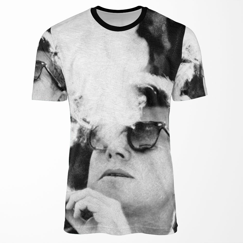 John F Kennedy Cigar And Sunglasses Black And White Jfk All-over-print T-shirt