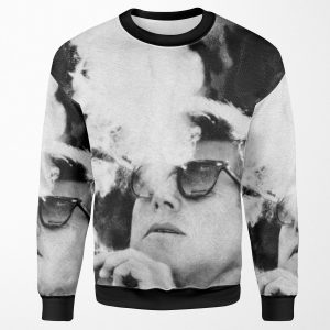 John F Kennedy Cigar And Sunglasses Black And White Jfk All-over-print Unisex Sweatshirt