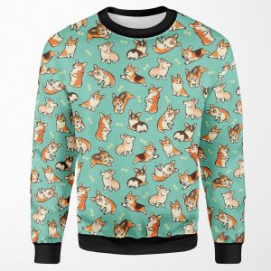 Jolly Corgis In Green All-over-print Unisex Sweatshirt