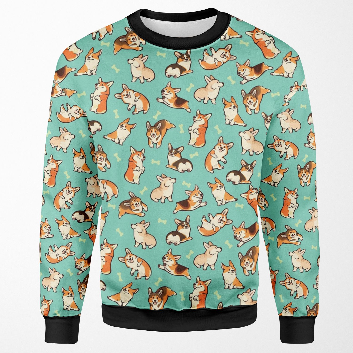 Jolly Corgis In Green All-over-print Unisex Sweatshirt