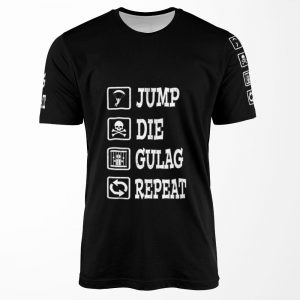 Jump Die Gulag Repeat All-over-print T-shirt