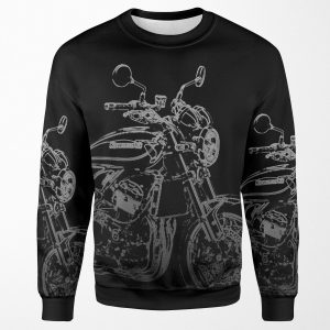 Kawasaki Z900Rs Pencil Silhouette Motorcycle Naked Bike Retro All-over-print Unisex Sweatshirt